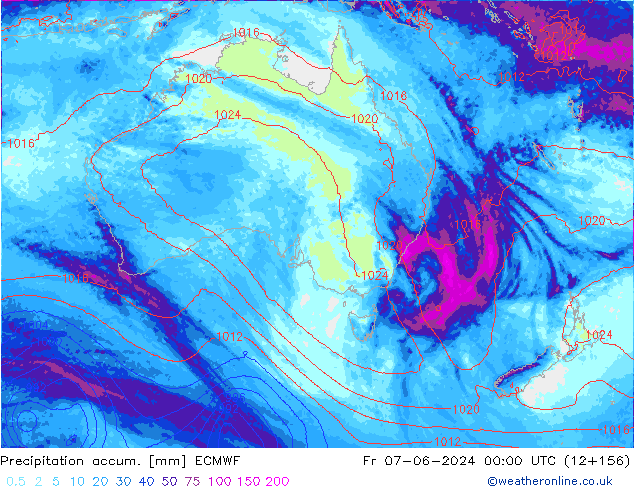 Precipitation accum. ECMWF Fr 07.06.2024 00 UTC