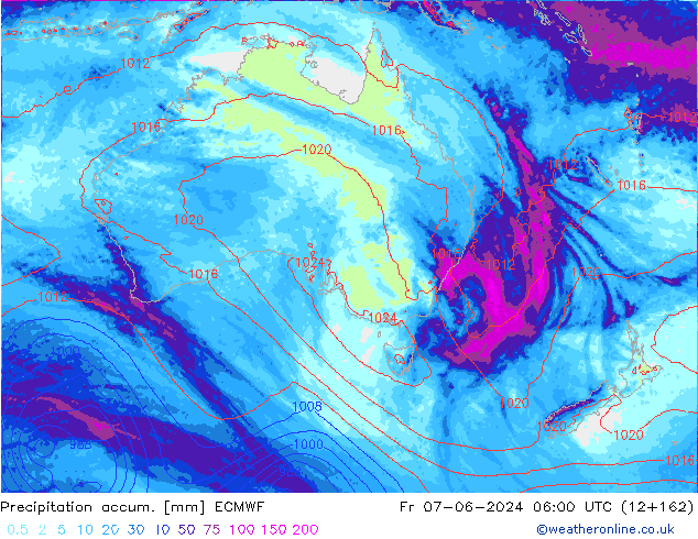 Precipitation accum. ECMWF Sex 07.06.2024 06 UTC