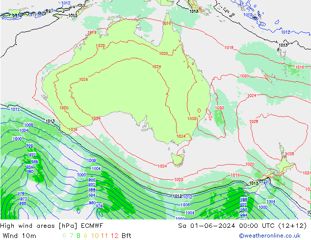 High wind areas ECMWF Sa 01.06.2024 00 UTC