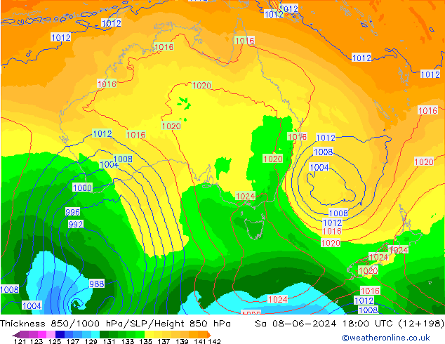 850-1000 hPa Kalınlığı ECMWF Cts 08.06.2024 18 UTC