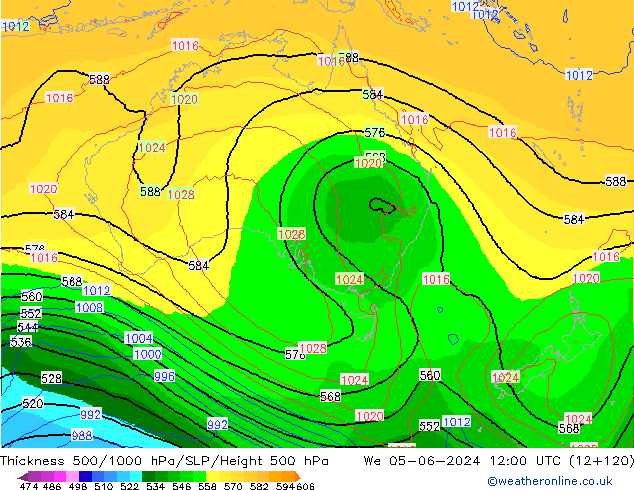 Thck 500-1000hPa ECMWF St 05.06.2024 12 UTC