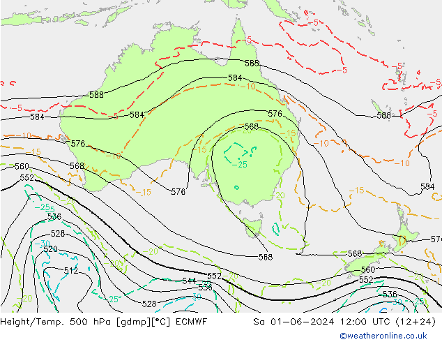 Z500/Rain (+SLP)/Z850 ECMWF Sa 01.06.2024 12 UTC