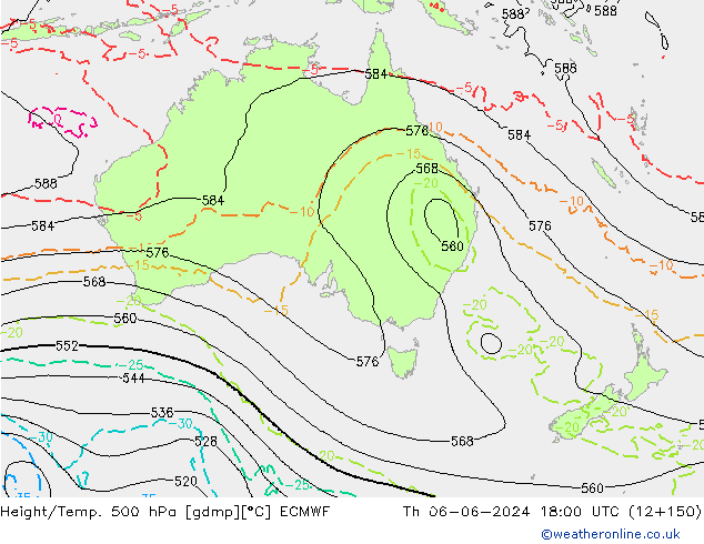 Yükseklik/Sıc. 500 hPa ECMWF Per 06.06.2024 18 UTC