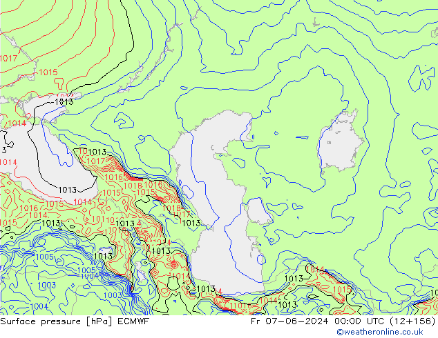 Surface pressure ECMWF Fr 07.06.2024 00 UTC