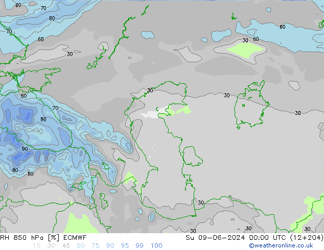 850 hPa Nispi Nem ECMWF Paz 09.06.2024 00 UTC