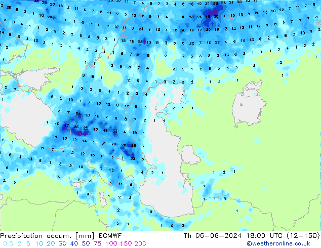 Précipitation accum. ECMWF jeu 06.06.2024 18 UTC