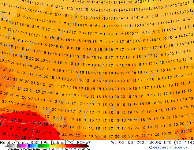 Z500/Rain (+SLP)/Z850 ECMWF mer 05.06.2024 06 UTC