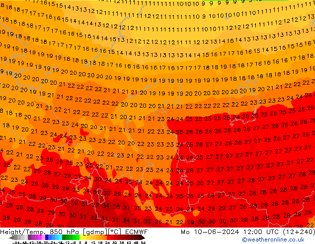 Z500/Rain (+SLP)/Z850 ECMWF Mo 10.06.2024 12 UTC