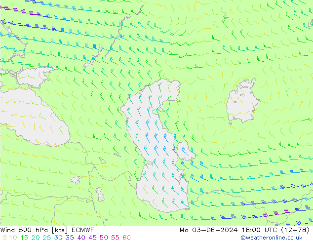 Viento 500 hPa ECMWF lun 03.06.2024 18 UTC