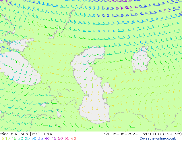 Wind 500 hPa ECMWF Sa 08.06.2024 18 UTC