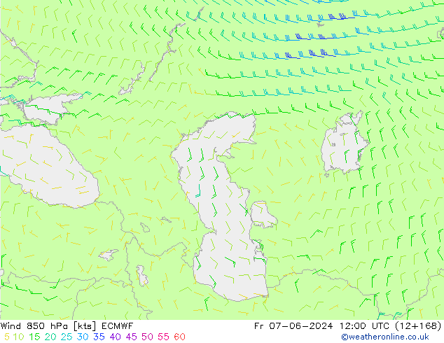 Wind 850 hPa ECMWF Fr 07.06.2024 12 UTC