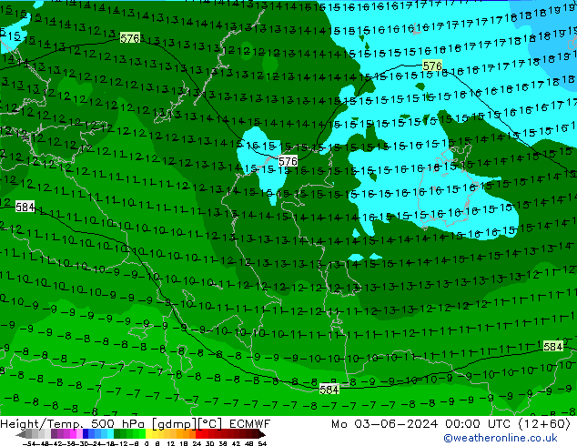 Z500/Rain (+SLP)/Z850 ECMWF Mo 03.06.2024 00 UTC