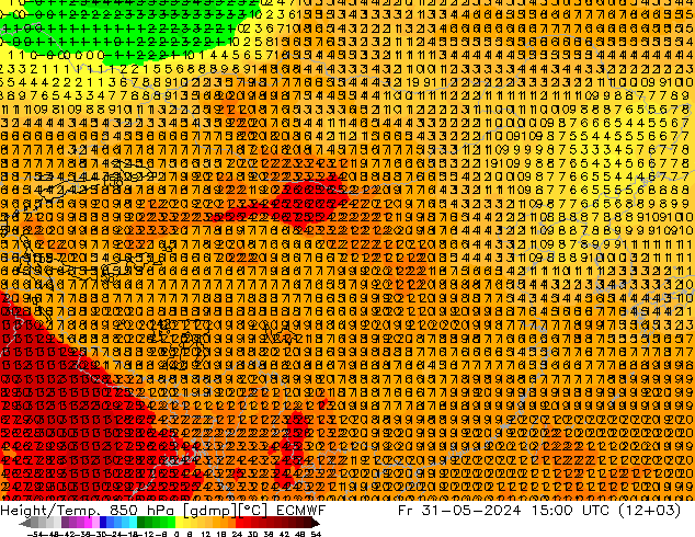 Height/Temp. 850 hPa ECMWF Fr 31.05.2024 15 UTC