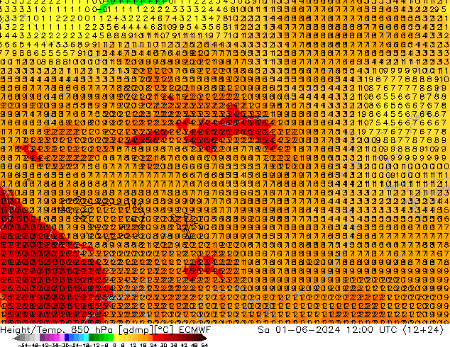 Z500/Rain (+SLP)/Z850 ECMWF 星期六 01.06.2024 12 UTC