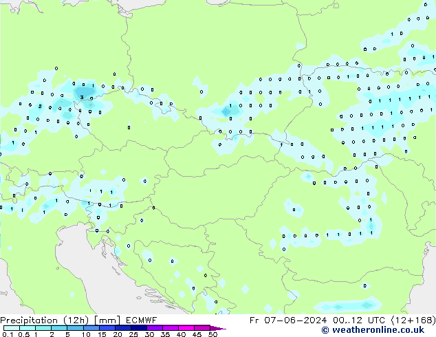 Precipitation (12h) ECMWF Fr 07.06.2024 12 UTC