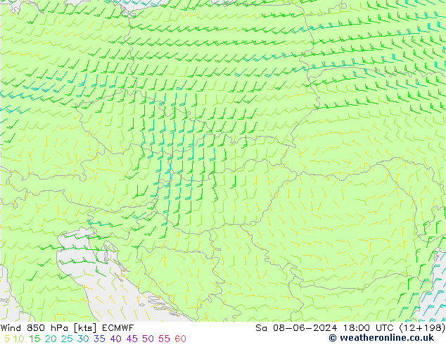 Rüzgar 850 hPa ECMWF Cts 08.06.2024 18 UTC