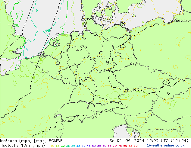 Isotachen (mph) ECMWF Sa 01.06.2024 12 UTC