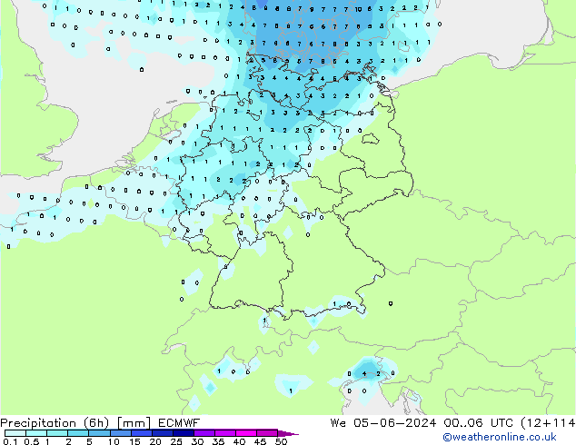 Prec 6h/Wind 10m/950 ECMWF St 05.06.2024 06 UTC