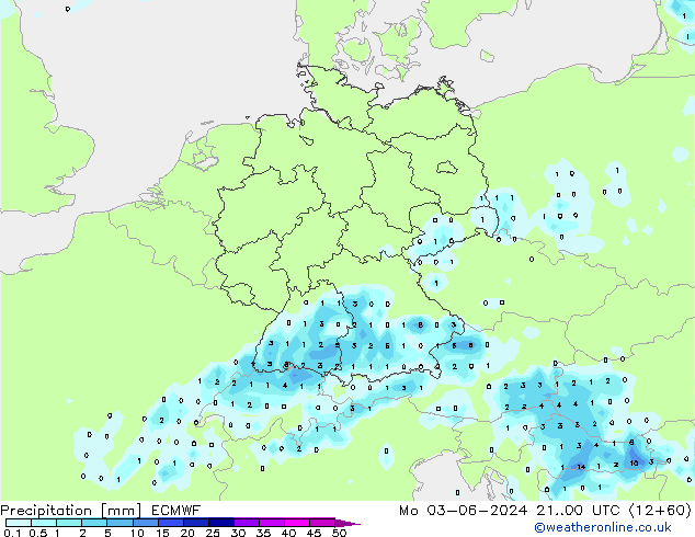 Precipitación ECMWF lun 03.06.2024 00 UTC