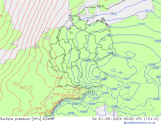 Bodendruck ECMWF Sa 01.06.2024 00 UTC