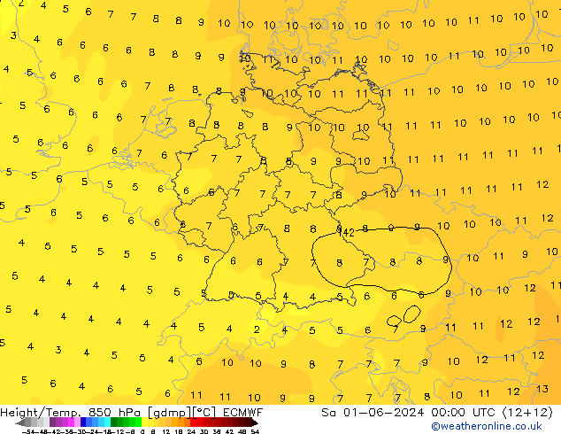 Z500/Rain (+SLP)/Z850 ECMWF sab 01.06.2024 00 UTC