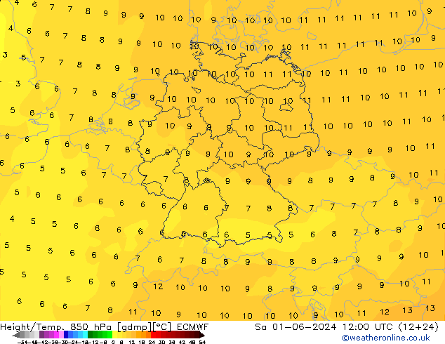 Z500/Rain (+SLP)/Z850 ECMWF Sa 01.06.2024 12 UTC