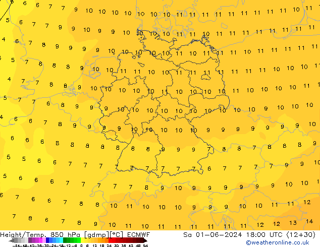 Z500/Rain (+SLP)/Z850 ECMWF сб 01.06.2024 18 UTC