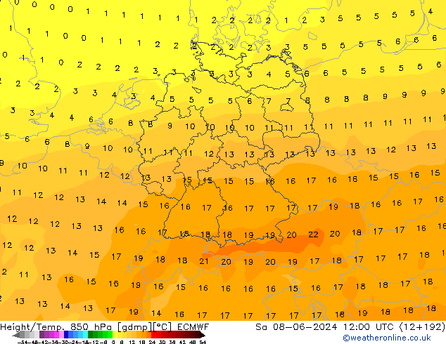 Z500/Rain (+SLP)/Z850 ECMWF  08.06.2024 12 UTC