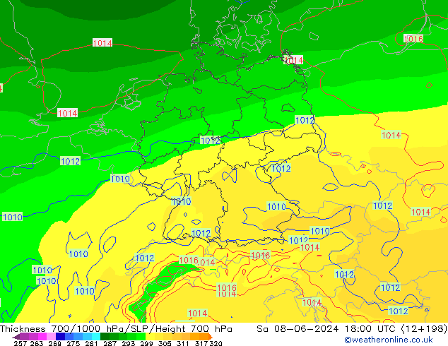 Thck 700-1000 hPa ECMWF sam 08.06.2024 18 UTC