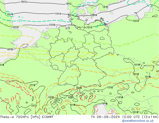 Theta-e 700гПа ECMWF чт 06.06.2024 12 UTC