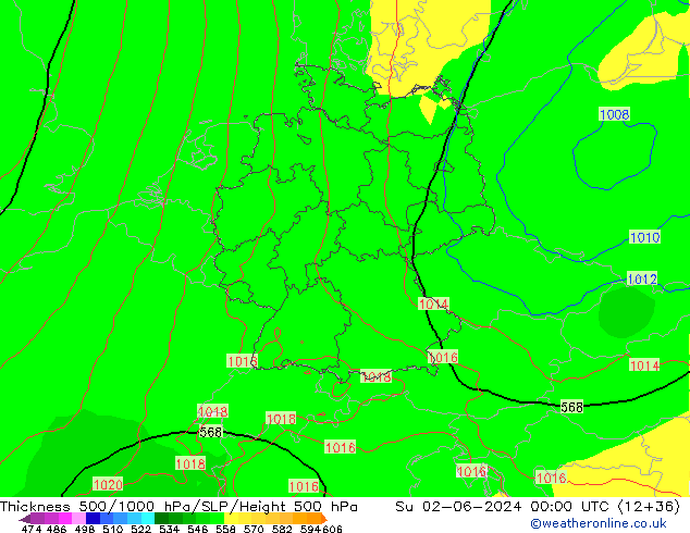 Thck 500-1000hPa ECMWF Su 02.06.2024 00 UTC