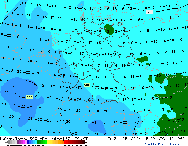 Z500/Rain (+SLP)/Z850 ECMWF 星期五 31.05.2024 18 UTC