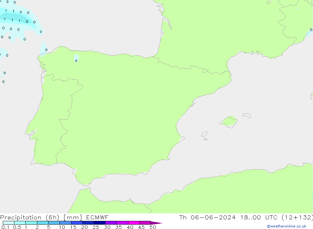 Z500/Rain (+SLP)/Z850 ECMWF Čt 06.06.2024 00 UTC