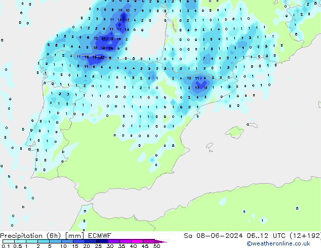 Z500/Rain (+SLP)/Z850 ECMWF Sa 08.06.2024 12 UTC