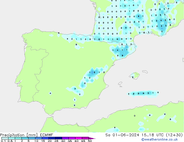 Precipitation ECMWF Sa 01.06.2024 18 UTC
