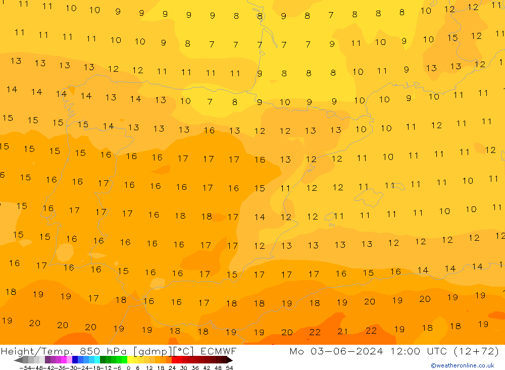 Z500/Rain (+SLP)/Z850 ECMWF lun 03.06.2024 12 UTC