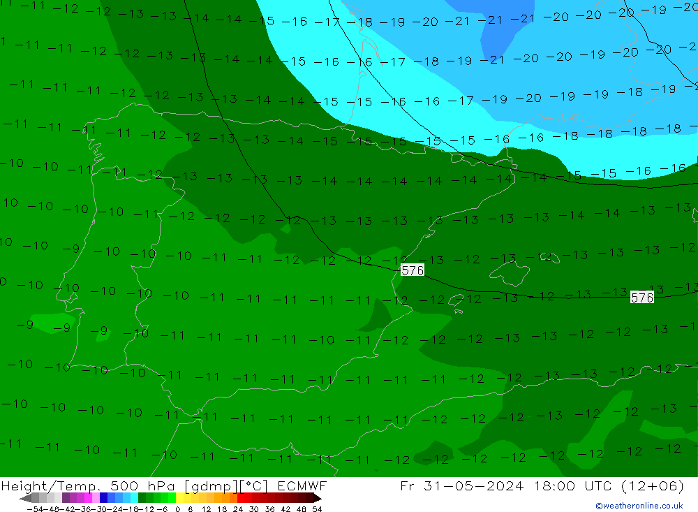 Z500/Rain (+SLP)/Z850 ECMWF Fr 31.05.2024 18 UTC