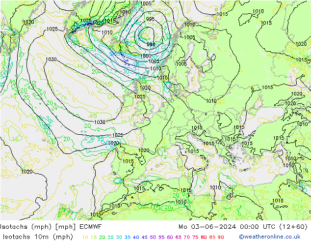 Isotachs (mph) ECMWF Mo 03.06.2024 00 UTC