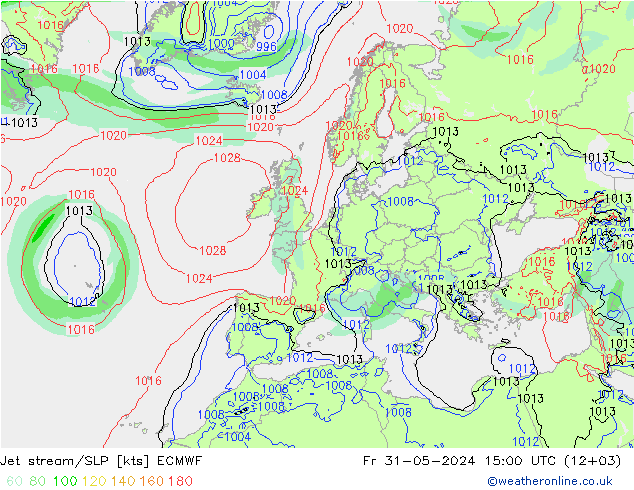 Polarjet/Bodendruck ECMWF Fr 31.05.2024 15 UTC