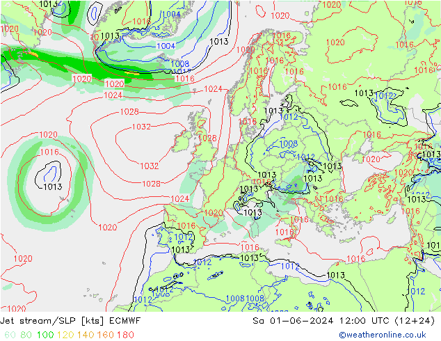 джет/приземное давление ECMWF сб 01.06.2024 12 UTC