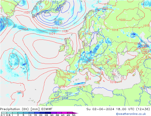 Z500/Rain (+SLP)/Z850 ECMWF dom 02.06.2024 00 UTC