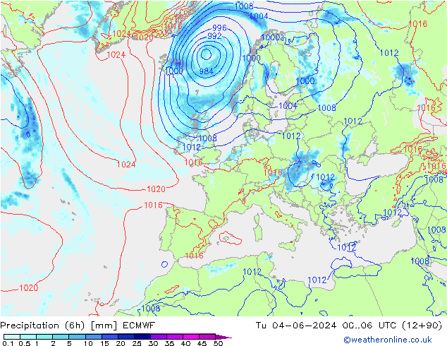 Z500/Rain (+SLP)/Z850 ECMWF Ter 04.06.2024 06 UTC