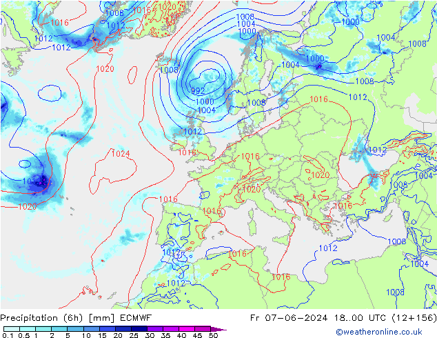 Z500/Rain (+SLP)/Z850 ECMWF ven 07.06.2024 00 UTC