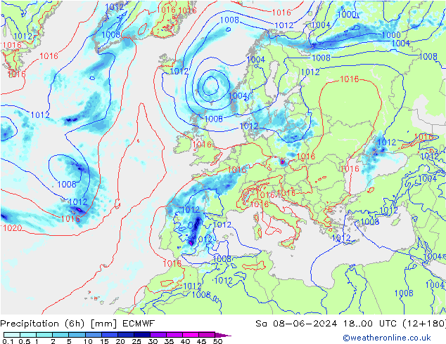 Z500/Rain (+SLP)/Z850 ECMWF  08.06.2024 00 UTC