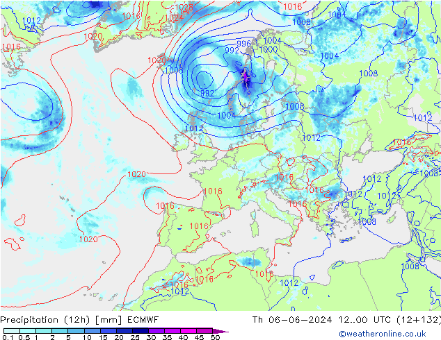 Yağış (12h) ECMWF Per 06.06.2024 00 UTC