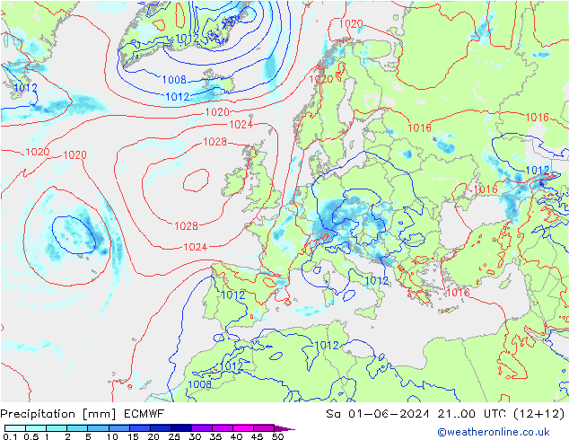 Precipitation ECMWF Sa 01.06.2024 00 UTC