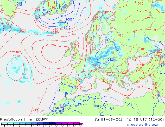 осадки ECMWF сб 01.06.2024 18 UTC