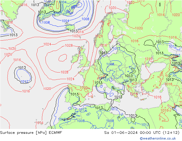 pressão do solo ECMWF Sáb 01.06.2024 00 UTC