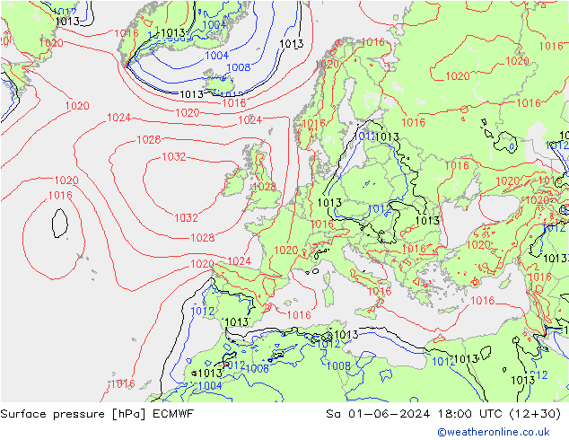 pressão do solo ECMWF Sáb 01.06.2024 18 UTC