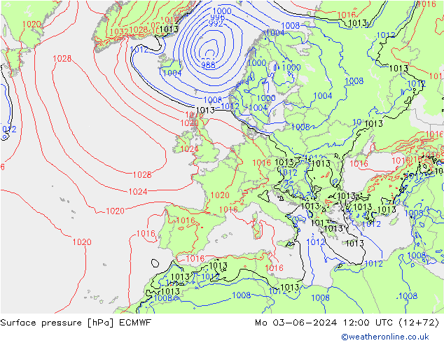 ciśnienie ECMWF pon. 03.06.2024 12 UTC